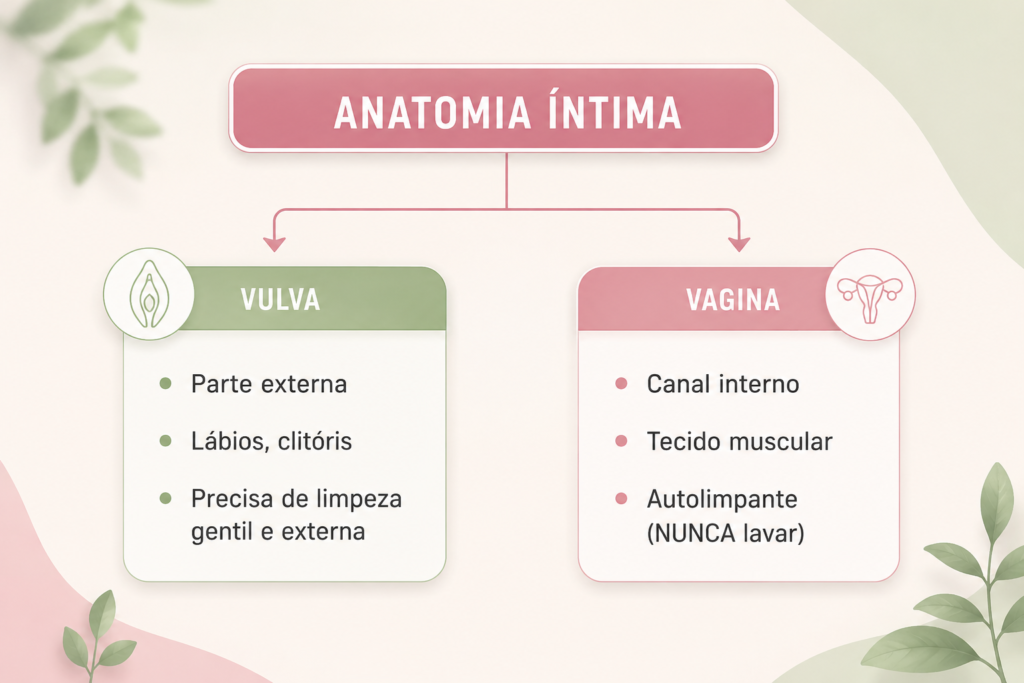 Anatomia íntima em infográfico suave