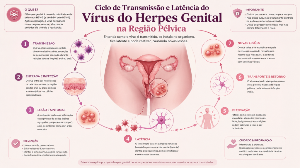Ciclo de Transmissão e Latência do Vírus do Herpes Genital na Região Pélvica